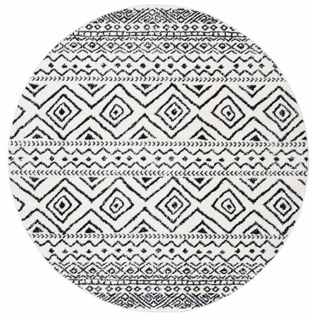Safavieh 3 x 3 ft. Tulum Power Loomed Round Area Rug; Ivory & Black TUL267D-3R